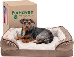 Cama para Perros de Espuma con Memoria Furhaven - Confort Plush y Ondas de Terciopelo