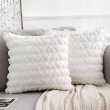 Fundas de Cojines de Pelo Falso Suave Blancas