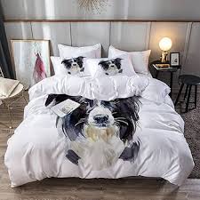 Ropa de Cama: Retrato Acuarela de Border Collie