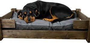 Cesta para Perros Winston XL de Madera con Cojín Vintage