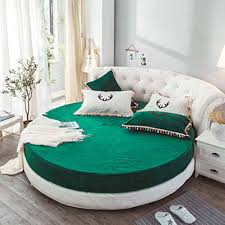 Cama Redonda de Terciopelo EPELUX 2.0M - Sábana de Lana Coral Azul Claro