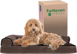 Camita Ortomédica Grande para Perros Furhaven - Chaise L de Terciopelo