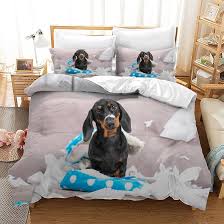 Funda Nórdica Perro Salchicha Negro para Cama 135