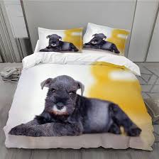 Funda Nórdica Reversible Schnauzer 90x190 Blanco y Amarillo