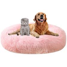 Cama Donut Antiderrapante para Mascotas - Rosa Claro 90 cm