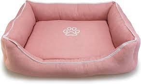 Cama Cuadrada Rosa con Huella 55x46 cm