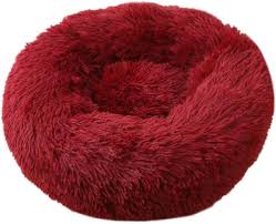 Cama Redonda Suave Roja para Perros