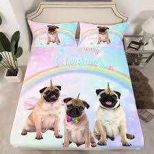 Juego de Sábanas Navideñas de Unicornio para Perro