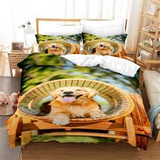 Funda Nórdica Matrimonial Perro Feliz 3D - Juego de 3 Piezas Microfibra Suave