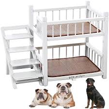 Litera Doble Capa para Perros con Escaleras - Cama Gris Extraíble