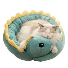 Cama Dinosaurio para Perros y Gatos - Verde 40x35 cm