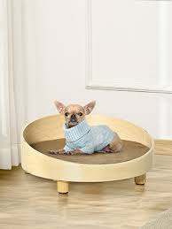 Cama Redonda de Madera para Mascotas PawHut