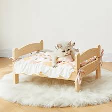 Cama Elevada para Mascotas HarBin-Star: Madera Maciza y Lavable