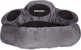 Cama para Perro Huella Relaxdays L - Gris y Negro