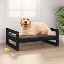 Cama para Perros de Madera Maciza de Pino Negra 75