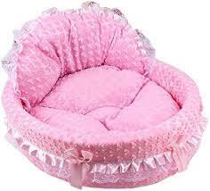 Cama de Encaje en Forma de Corazón Rosa para Mascotas