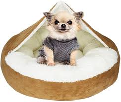 Cama de Lujo con Capucha para Perros - Invierno Suave y Cálido