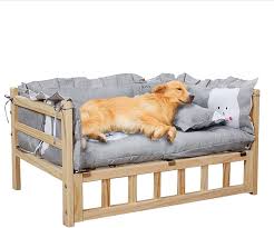 Cama de Perro de Madera Gris con Diseño de Perros
