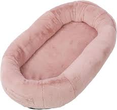Cama Suave para Perro Humano Rosa Coral con Bolsillo Gigante