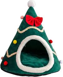 Cama Navideña de Felpa para Mascotas